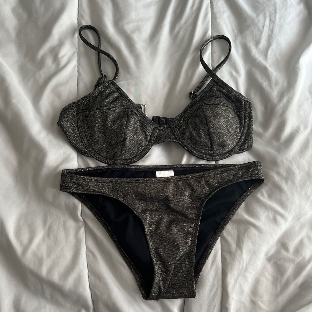 xhilaration grey and black underwire XS bikini top and matching bottom size S